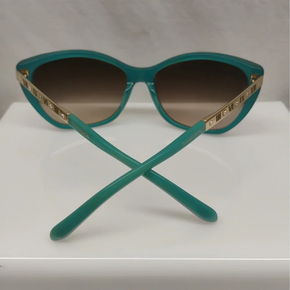 Tiffany & Co. Atlas Roman Numeral Teal Cats Eye Amber Gradient Sunglasses + Case